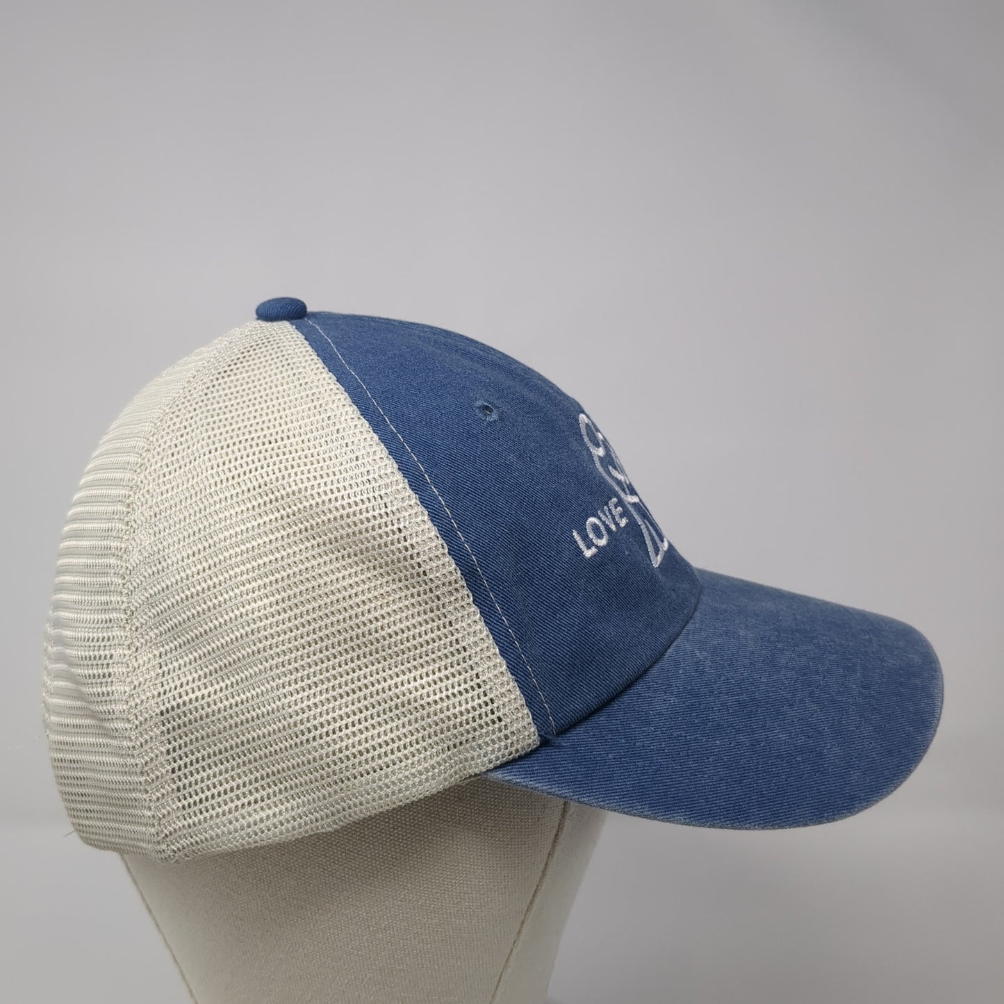 Love Will Snapback Trucker Hat Blue One Size Mesh Back Sportsman Outdoor