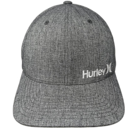 Hurley Baseball Cap Gray XL Fitted Flexfit Heathered Side Logo Hat Embroidered