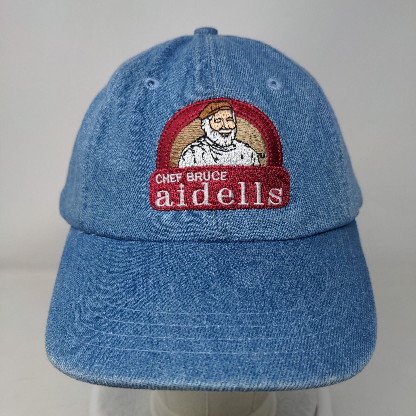 Chef Bruce Aidells Slideback Hat Blue One Size Embroidered Denim Nissin Cap
