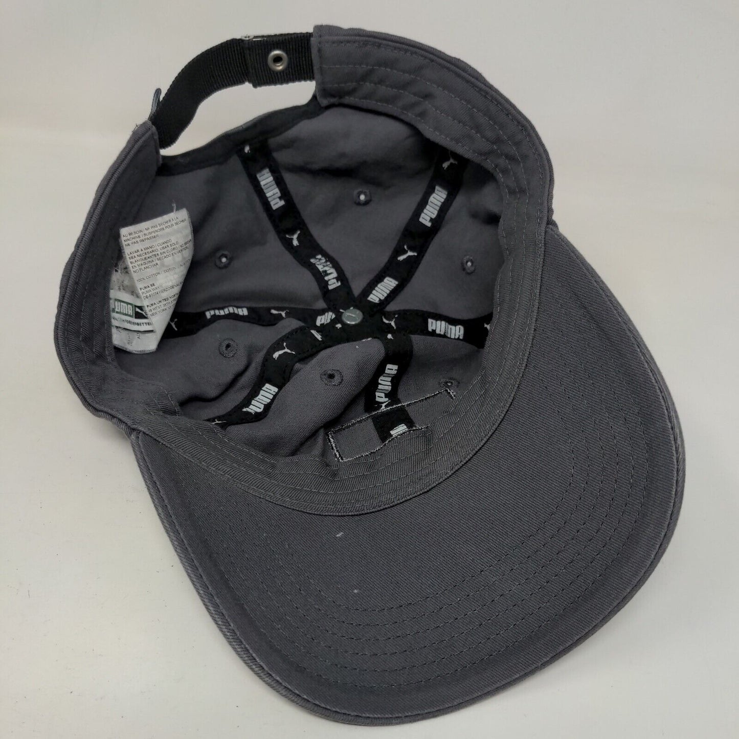 PUMA Patch Slideback Hat Gray One Size Adjustable 6 Panel Vent Holes