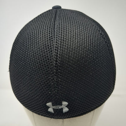 Under Armour Baseball Cap Black L Mesh Back Stretch Fit UA Golf Logo Curved Hat