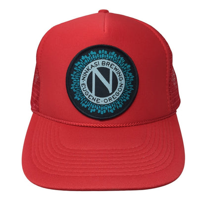 Ninkasi Brewing Eugene Oregon Trucker Hat Red One Size Adjustable Mesh Back Otto