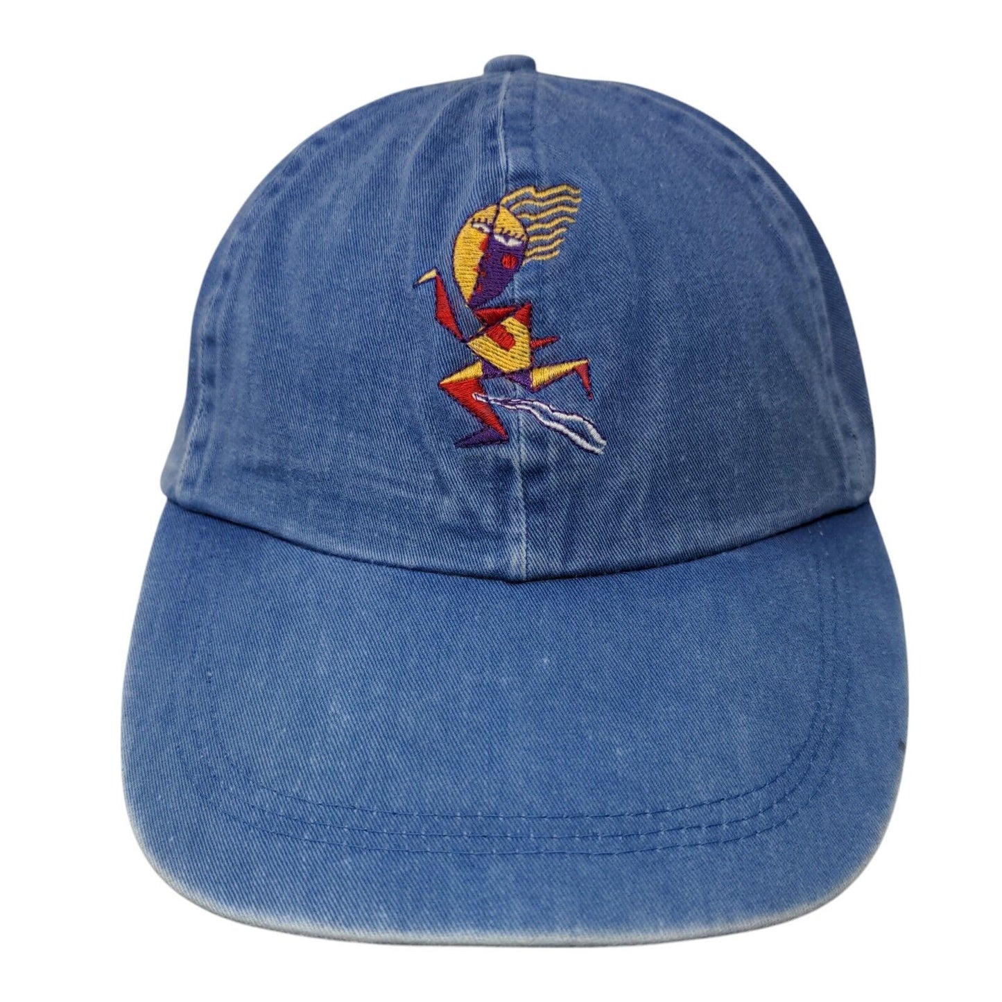 Fahrenheit Slideback Hat Blue OSFA Embroidered Leather Strap 6 Panel