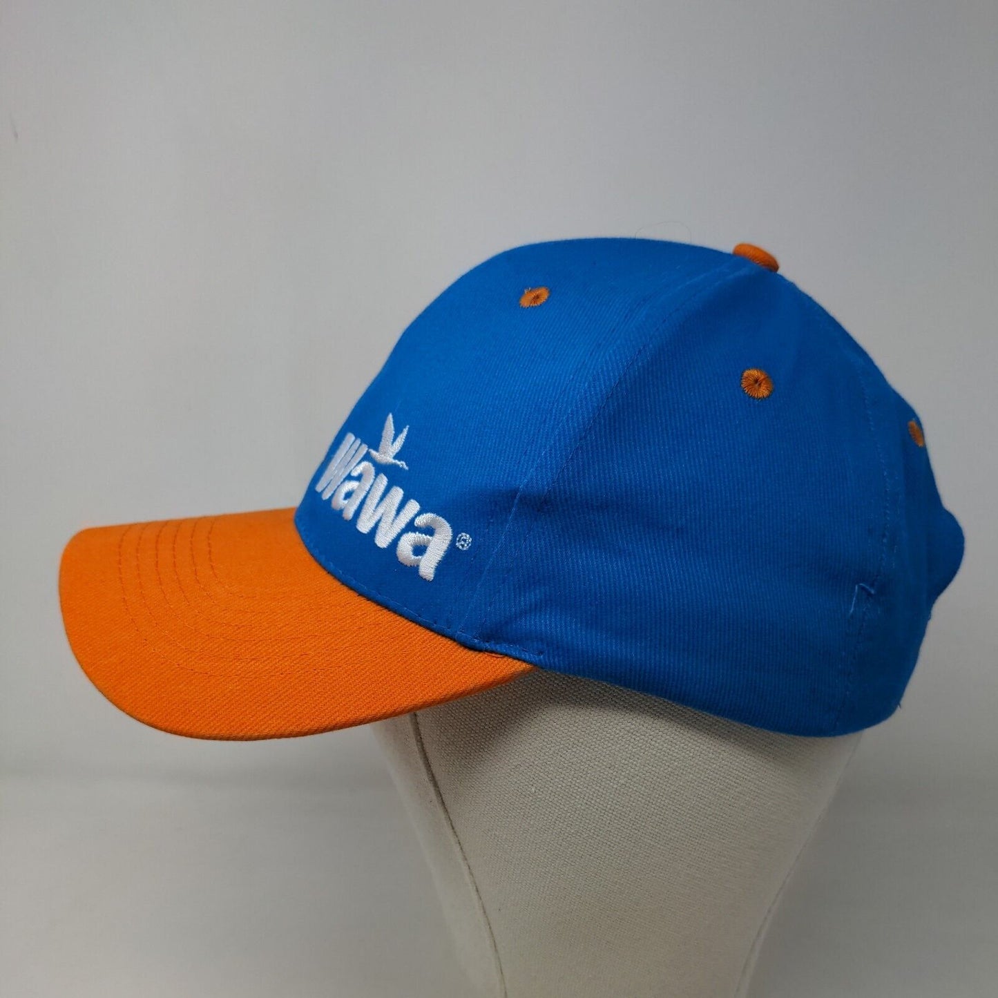 WaWa Men's Strapback Hat Blue Orange size OSFM Embroidered Logo 100% Cotton