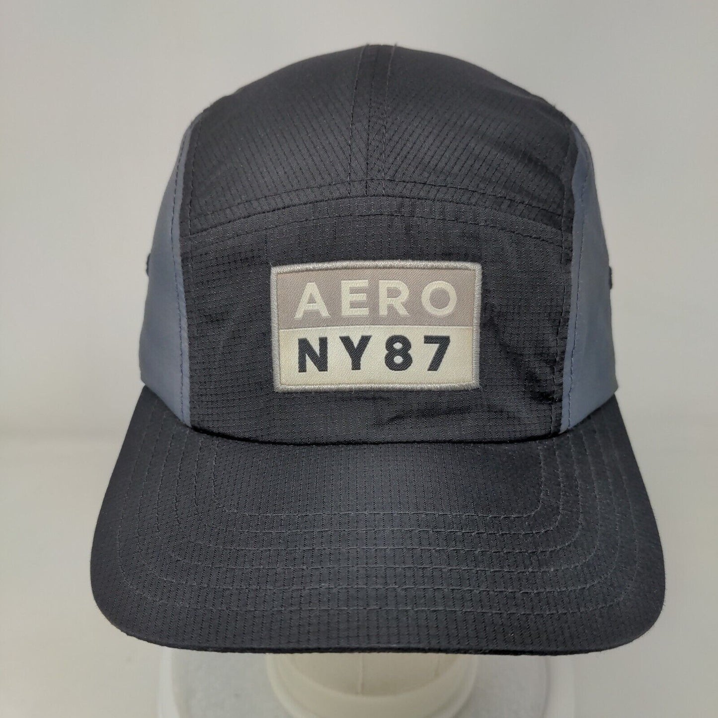 Aero NY87 Strapback Hat 5 Panel Cap Black One Size Adjustable Embroidered