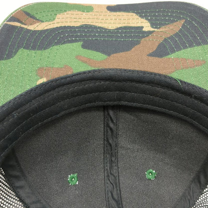 Port Authority Trucker Hat Green Black One Size Camo Leather Patch Gas Company