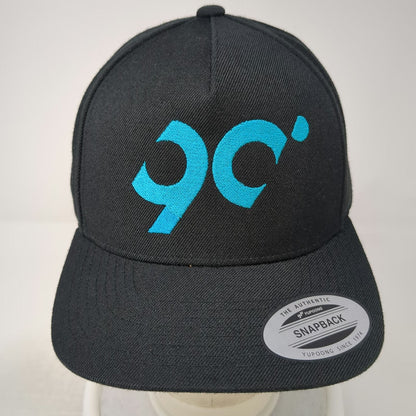 Yupoong 5 Panel Black Hat OSFM Latitude 90 Snapback Flat Brim Green Underbill