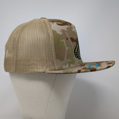 Yupoong Trucker Hat Brown One Size MultiCam Arid Camo American Flag Mesh