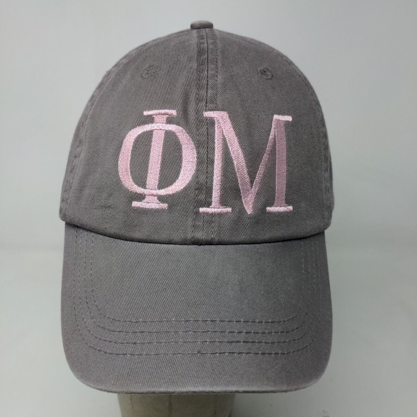 Alternative Women's Slideback Hat Gray Embroidered Phi Mu Sorority Logo