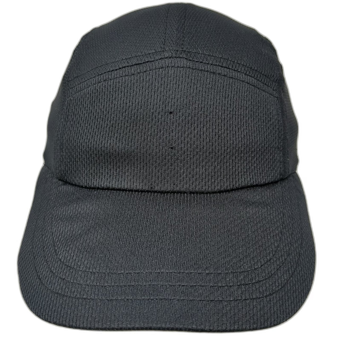 Headsweats 5 Panel Black Hat One Size Polyester Runner Logo Athletic Performance
