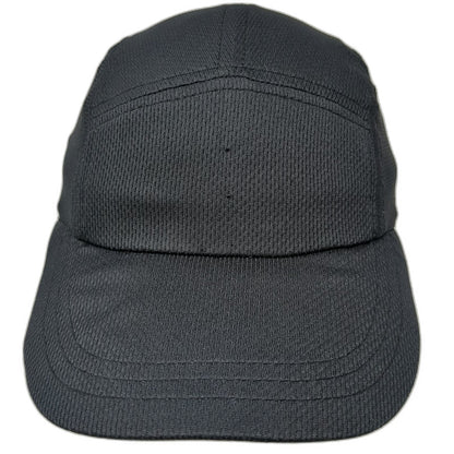 Headsweats 5 Panel Black Hat One Size Polyester Runner Logo Athletic Performance