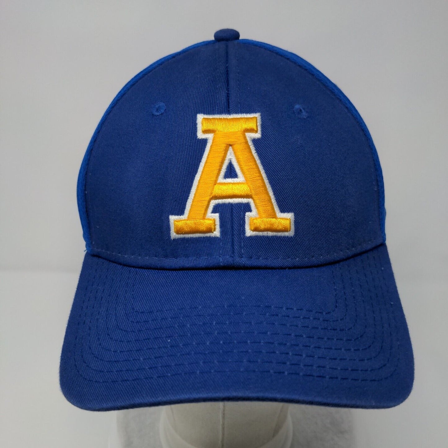 Letter A Bobcats Fitted Hat Blue M/L Embroidered Dome A-Flex 6 Panel