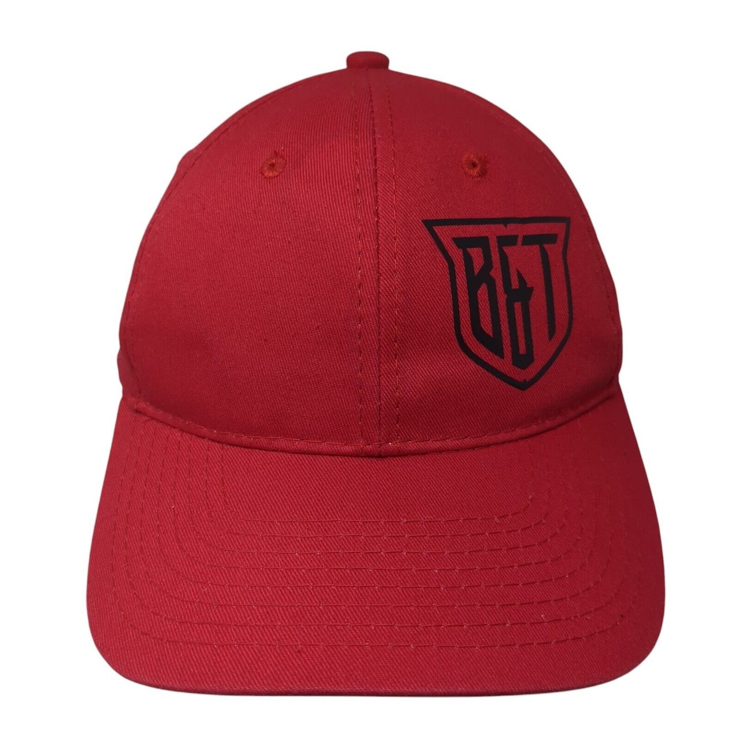 Outdoor Cap Strapback Hat Red One Size Solid Adjustable 6 Panel Logo