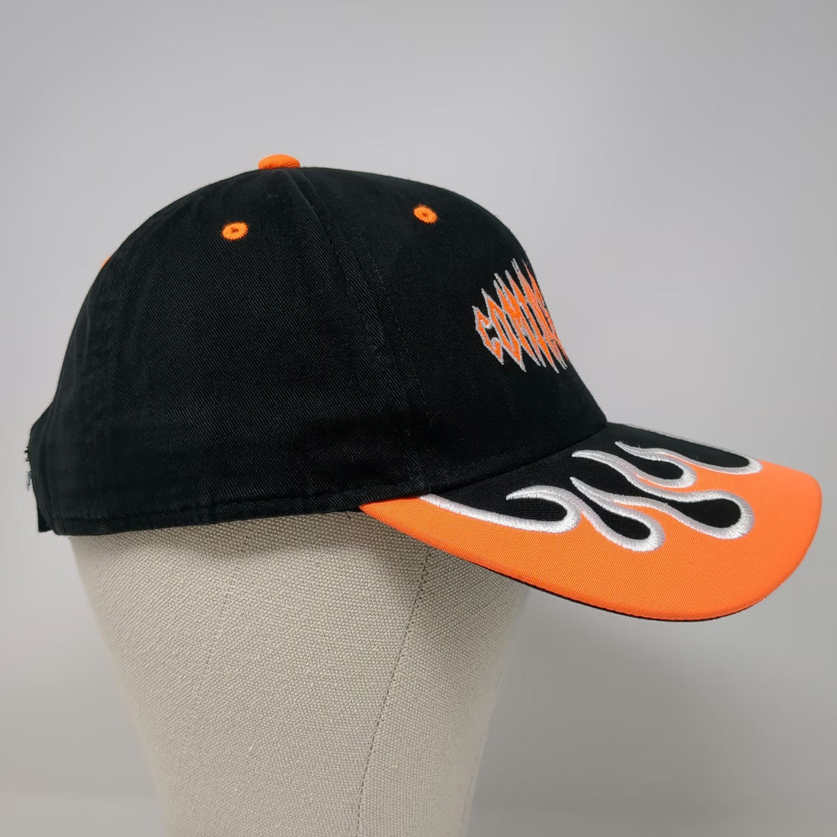 Otto Baseball Cap Black Orange One Size Coming In Hot Flame Brim Strapback Hat