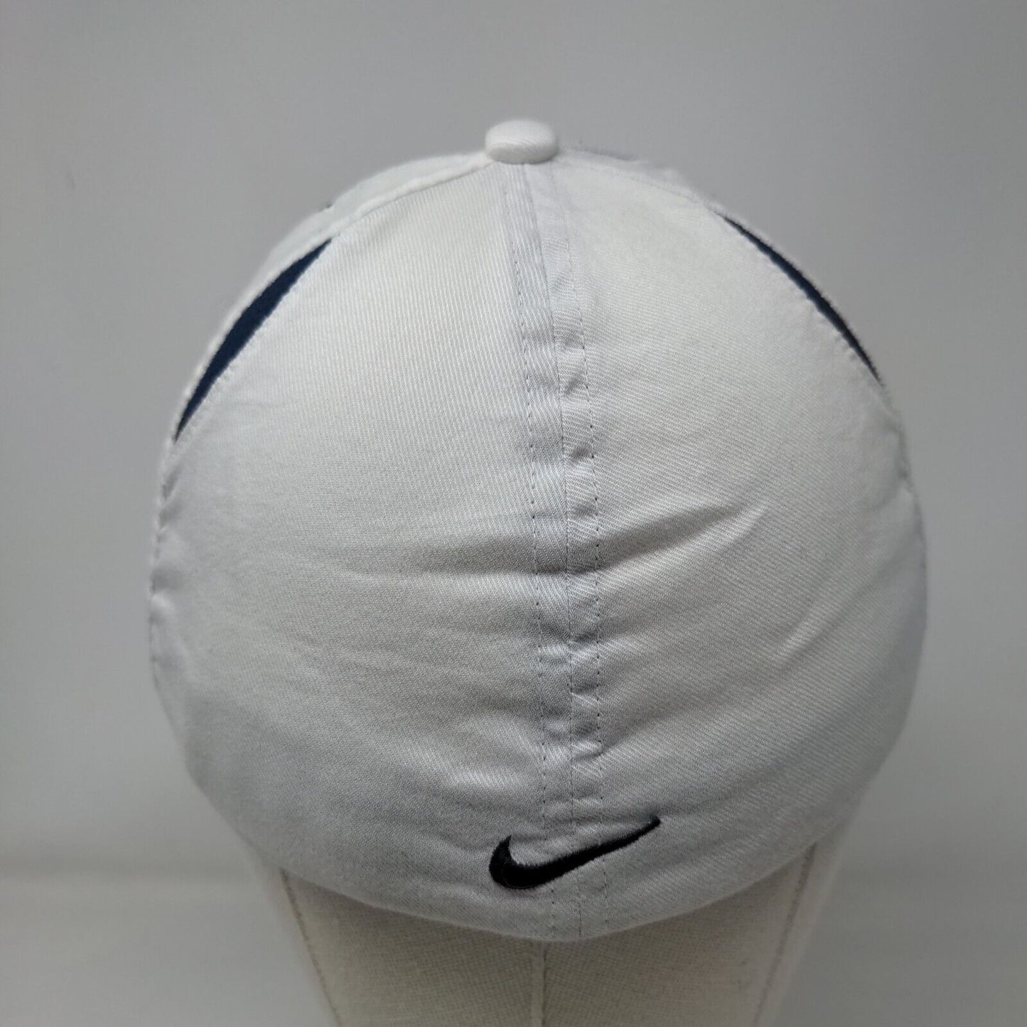 Nike Fit Fitted Hat White OSFA Embroidered Swoosh Mesh Trim Outdoor