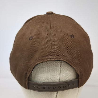 Strawberry 5 Panel Brown White One Size Snapback Mountain Logo Flat Brim Hat