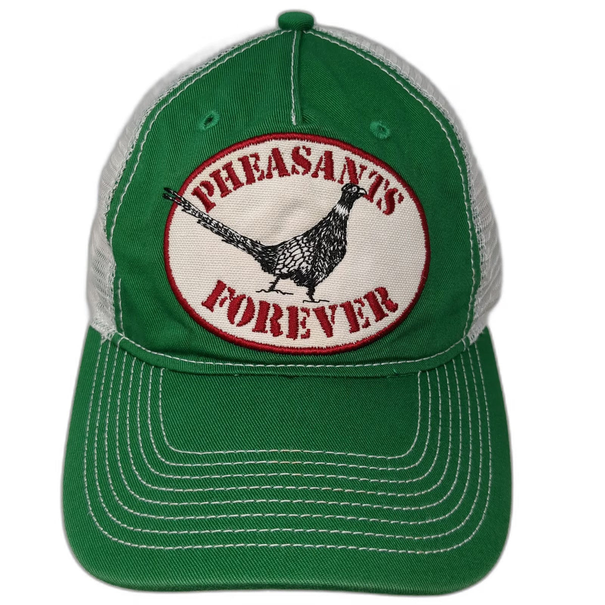 Points North Pheasants Forever Trucker Hat Green One Size Snapback Patch