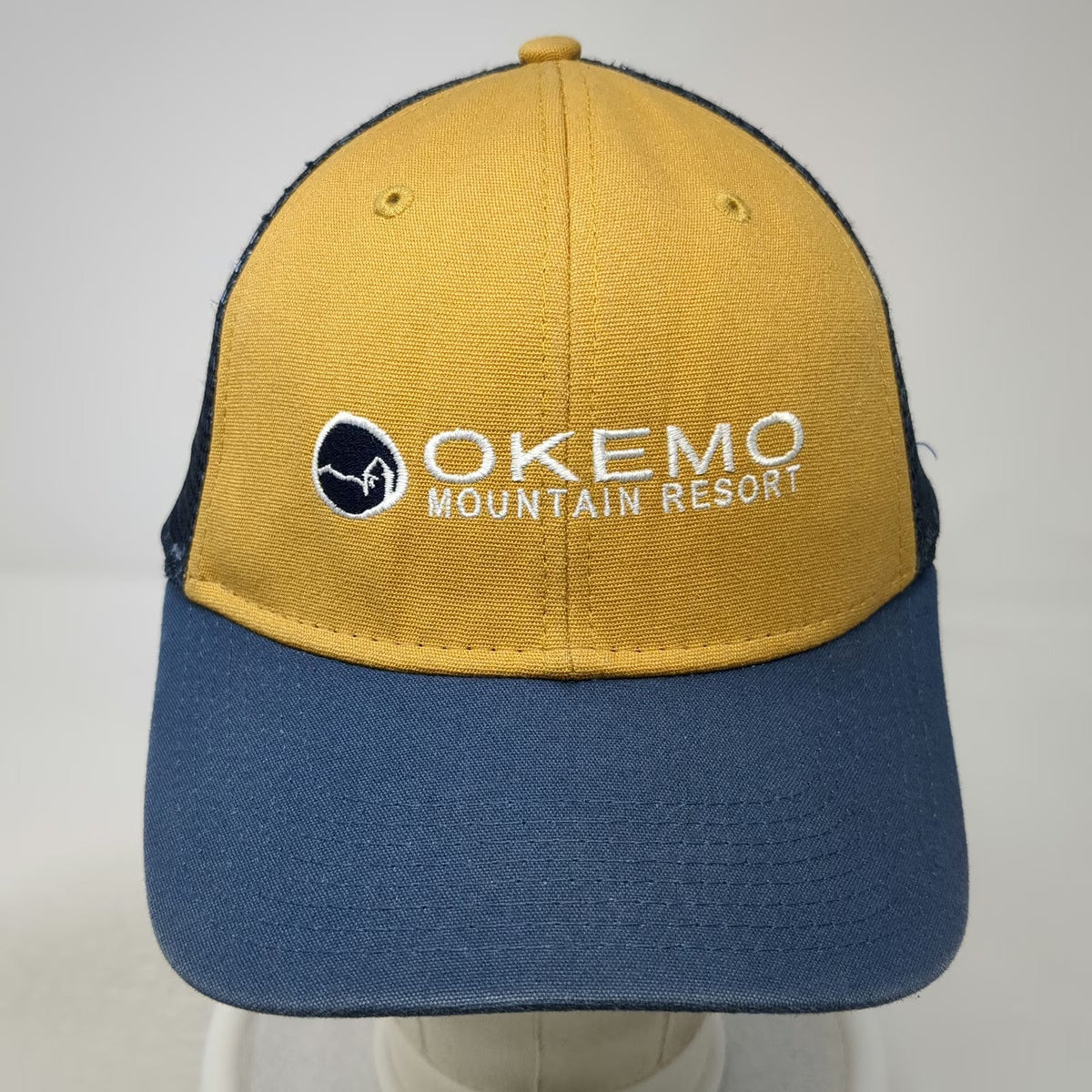 Ouray Trucker Hat Yellow Blue OSFM Okemo Mountain Resort Mesh VT 56 Side Patch