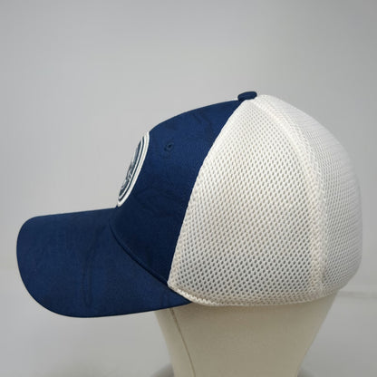 Under Armour Baseball Cap Blue White XL Fitted Mesh Back UA Golf Patch Hat