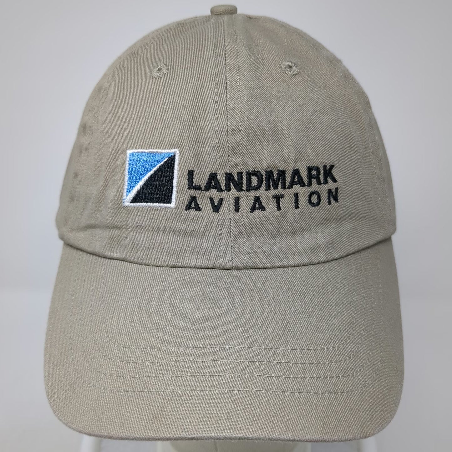 Port & Company Landmark Aviation Baseball Cap Beige One Size Strapback Logo Hat