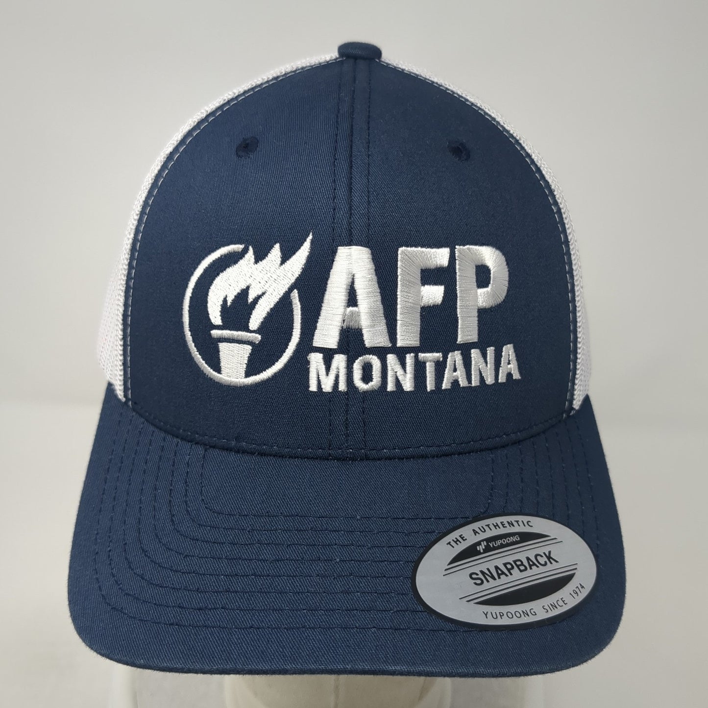 AFP Montana Snapback Mesh Back Trucker Hat Blue One Size Adjustable