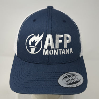 AFP Montana Snapback Mesh Back Trucker Hat Blue One Size Adjustable