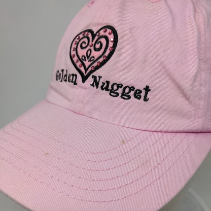 Golden Nugget Slideback Hat Pink OSFA Adjustable Embroidered Rhinestone