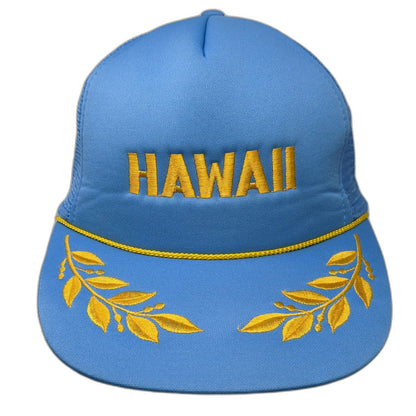 Hawaiian Headwear Trucker Hat Blue Yellow One Size Hawaii Rope Mesh Snapback Hat