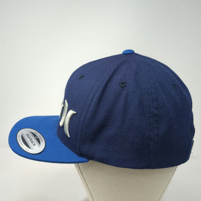 Hurley Snapback Blue One Size Silver Embroidered Logo Two Tone Baseball Cap Hat