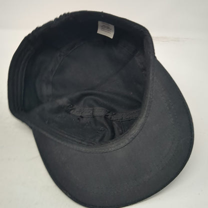 Army Cap Black OSFM Beaded Cross Floral Graphic Embellished Fashion Cadet Hat