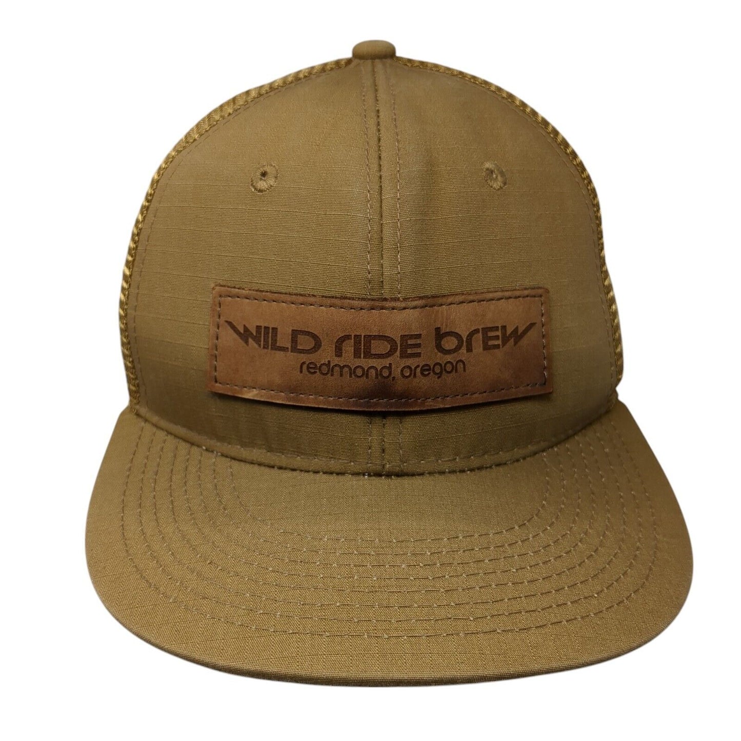 Wild Ride Brew Redmond Oregon Snapback Trucker Hat Brown OS Adjustable Mesh Back