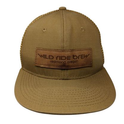 Wild Ride Brew Redmond Oregon Snapback Trucker Hat Brown OS Adjustable Mesh Back