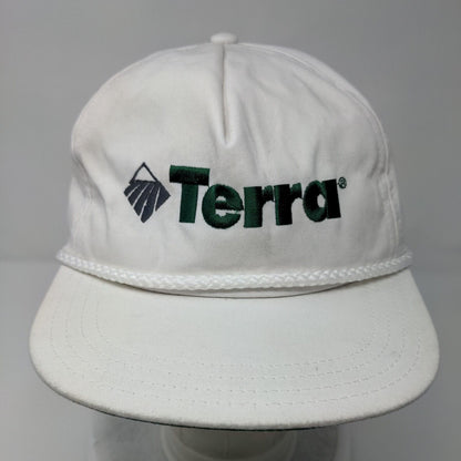 Terra Slideback Rope Hat White OSFA Adjustable Leather Strap Solid