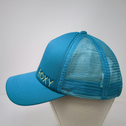 Roxy Trucker Hat Blue XL Gold Logo Mesh Snapback Adjustable Surf Skate Beach