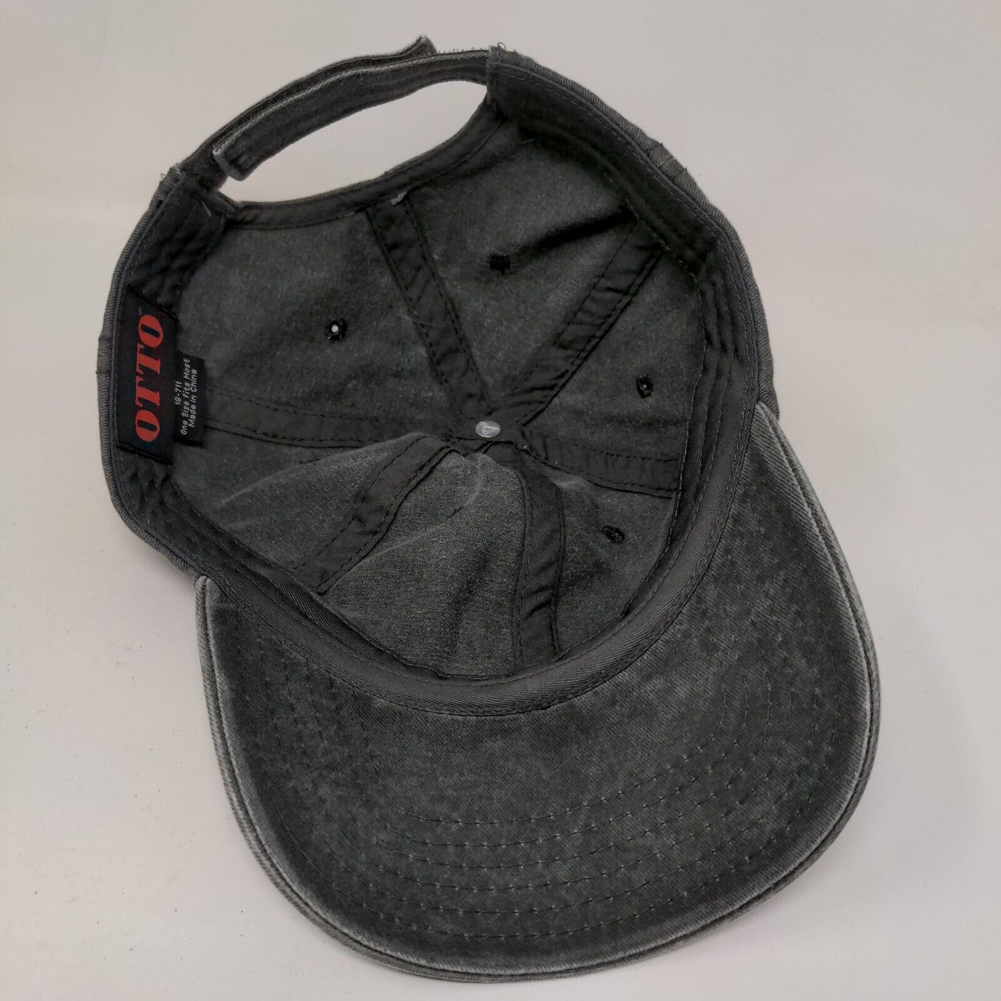 Otto Strapback Hat Gray OSFM Adjustable Vented Holes 6 Panel Blank Cotton