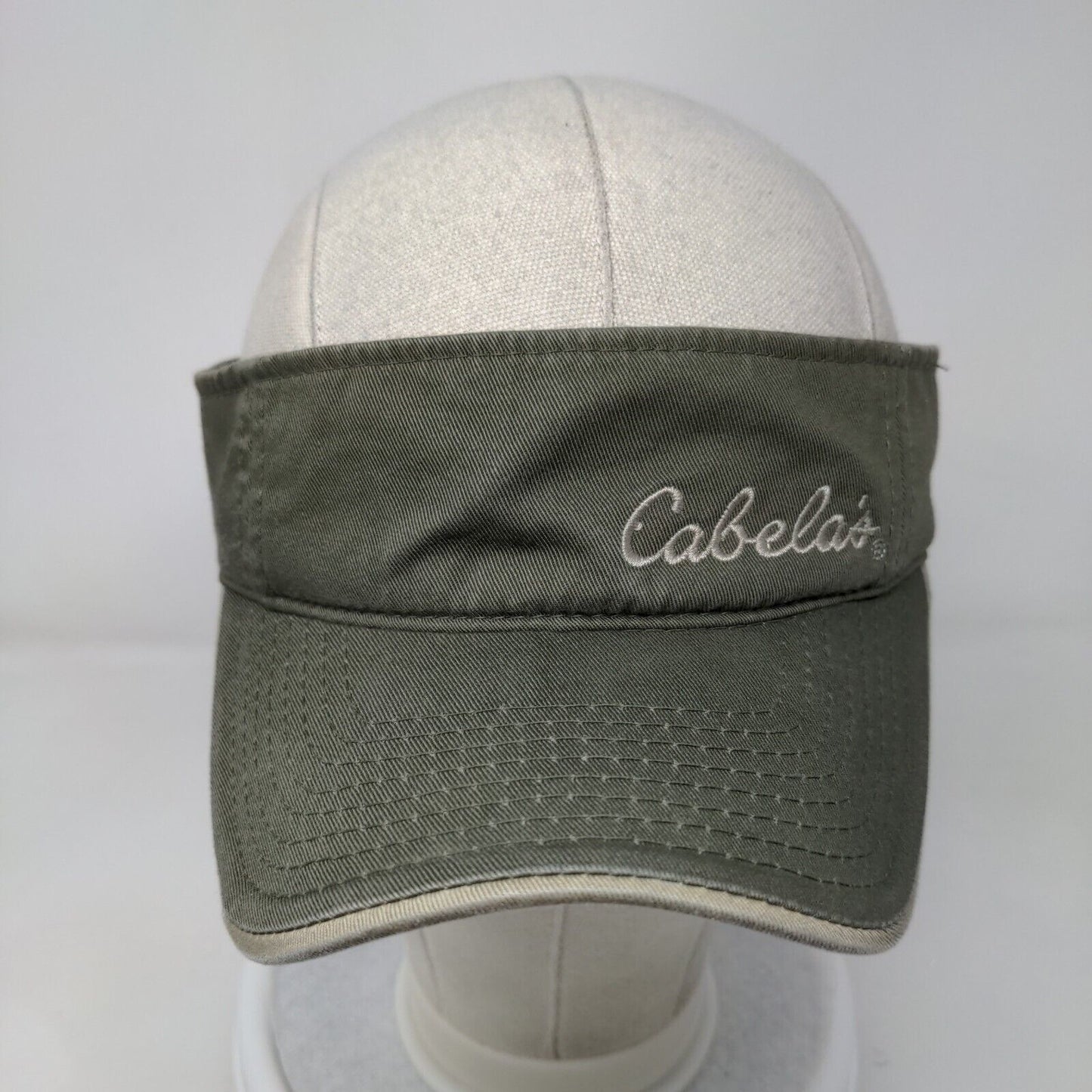 Cabela's Strapback Sun Visor Hat Green OSFA Adjustable Embroidered Logo