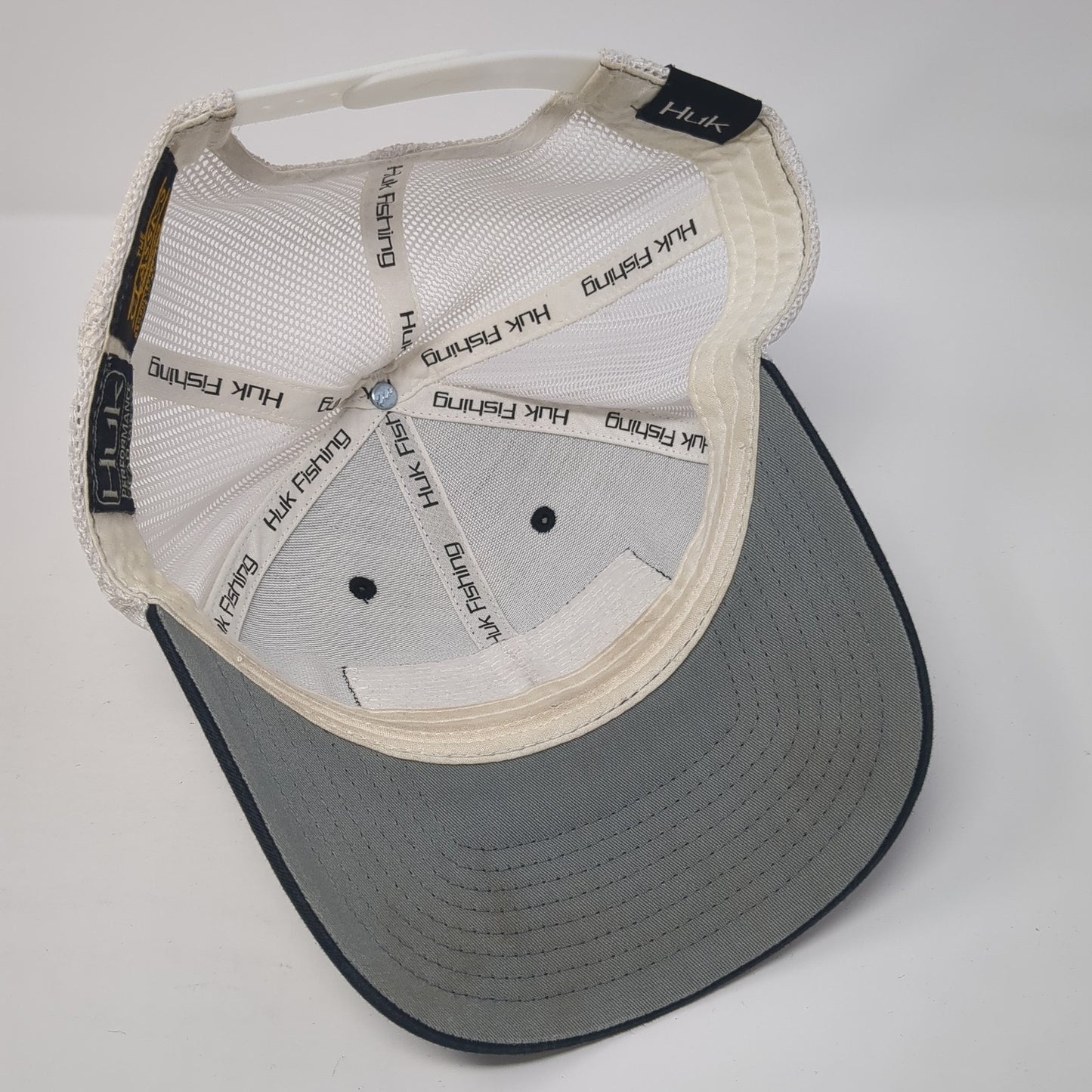 Huk Fish Patch Snapback Trucker Hat Black One Size Mesh Back Yupoong