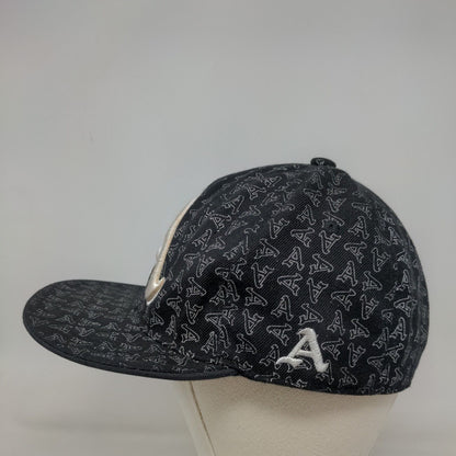 Best Headwear Men's Fitted Flat Bill Hat Black L All Over Print Atlanta Braves