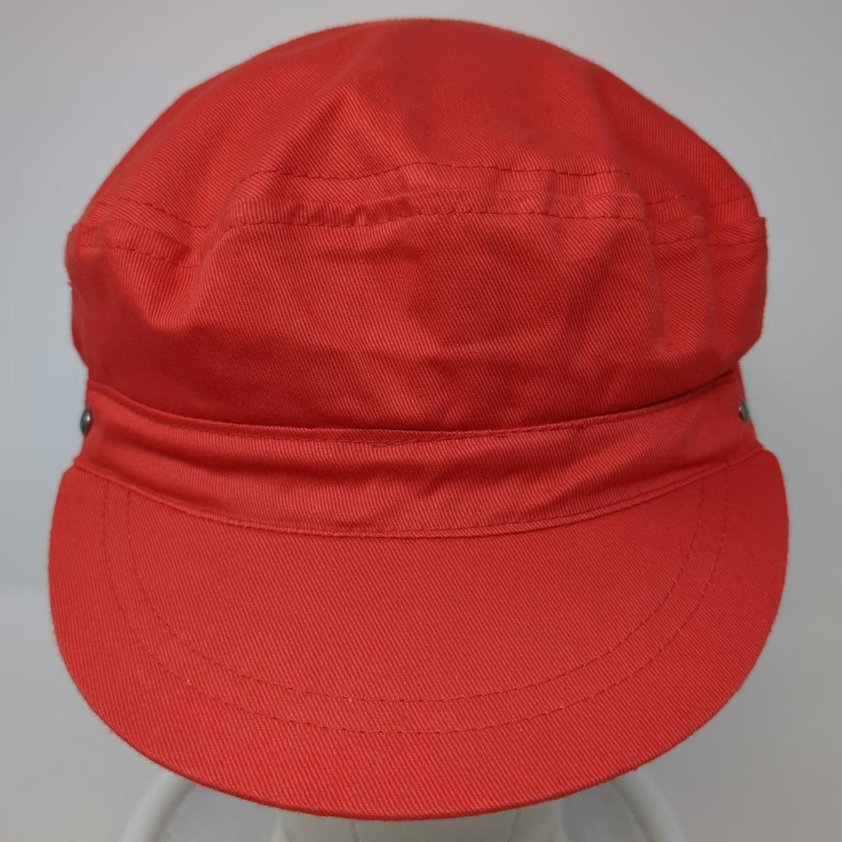 Liz Claiborne Army Cap Red One Size Cotton Side Snap Eyelet Solid Twill Hat