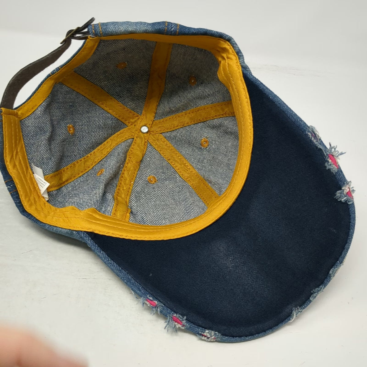 Blue Baseball Cap One Size Hat American Flag Studded Rhinestones Slideback Denim