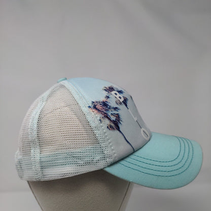 Billabong Snapback Trucker Hat Blue OSFA Adjustable Palm Print Mesh Back