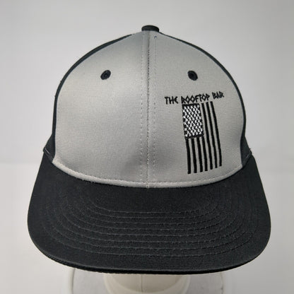 The Rooftop Bar Fitted Hat Black S/M Embroidered Patriotic 6 Panel Sweet Caps