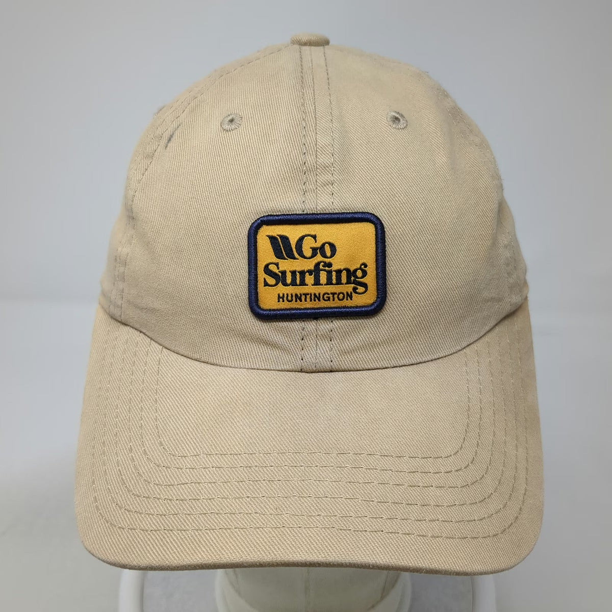 Huntington Go Surfing Baseball Cap Beige One Size Adjustable Cotton Patch Hat