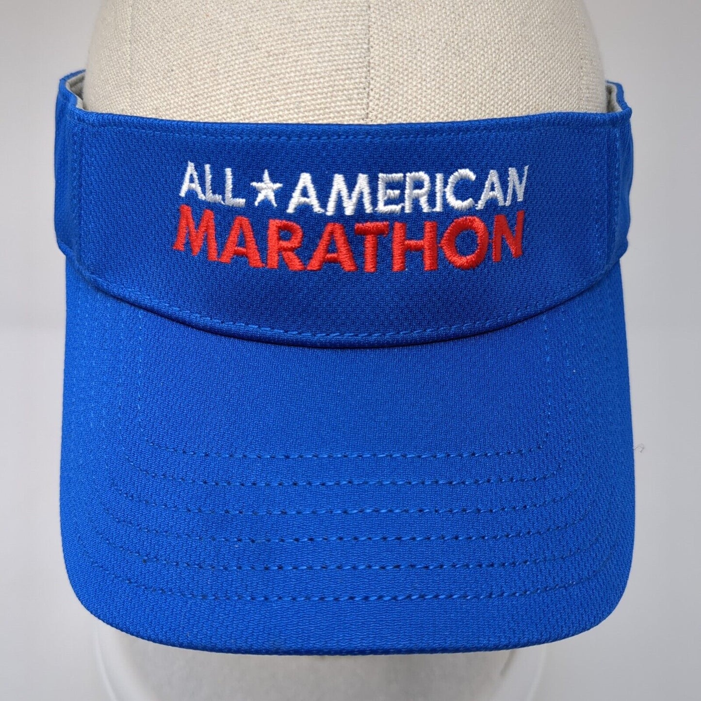 All American Marathon Style 1775 Sun Visor Hat Blue One Size A-Flex Ivory