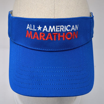 All American Marathon Style 1775 Sun Visor Hat Blue One Size A-Flex Ivory
