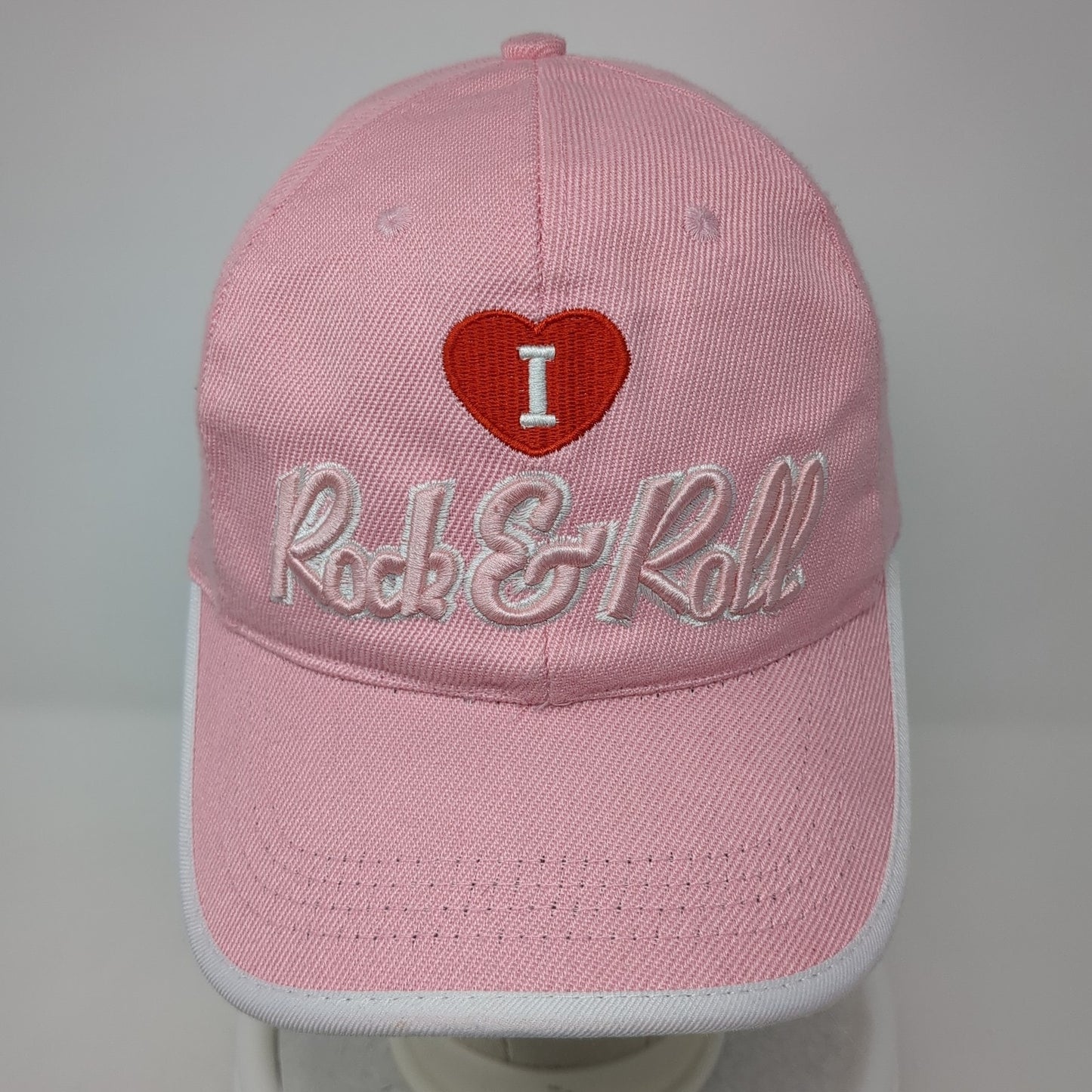 I Love Rock & Roll Baseball Cap Pink One Size Adjustable Embroidered 6 Panel