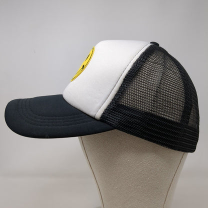 Smiley Face Patch Snapback Trucker Hat Black OSFA Mesh Back Colorblock