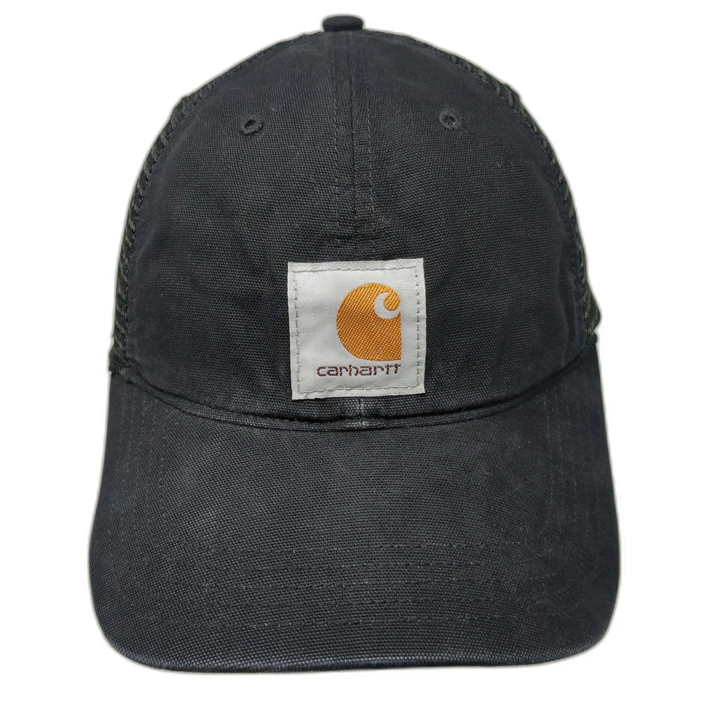 Carhartt Trucker Hat Black White Orange One Size Mesh Snapback Patch Logo Curved
