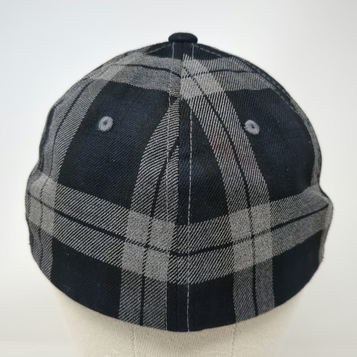 Flexfit Baseball Cap Black Gray M Drink Local Brew Plaid Beer Graphic Hat