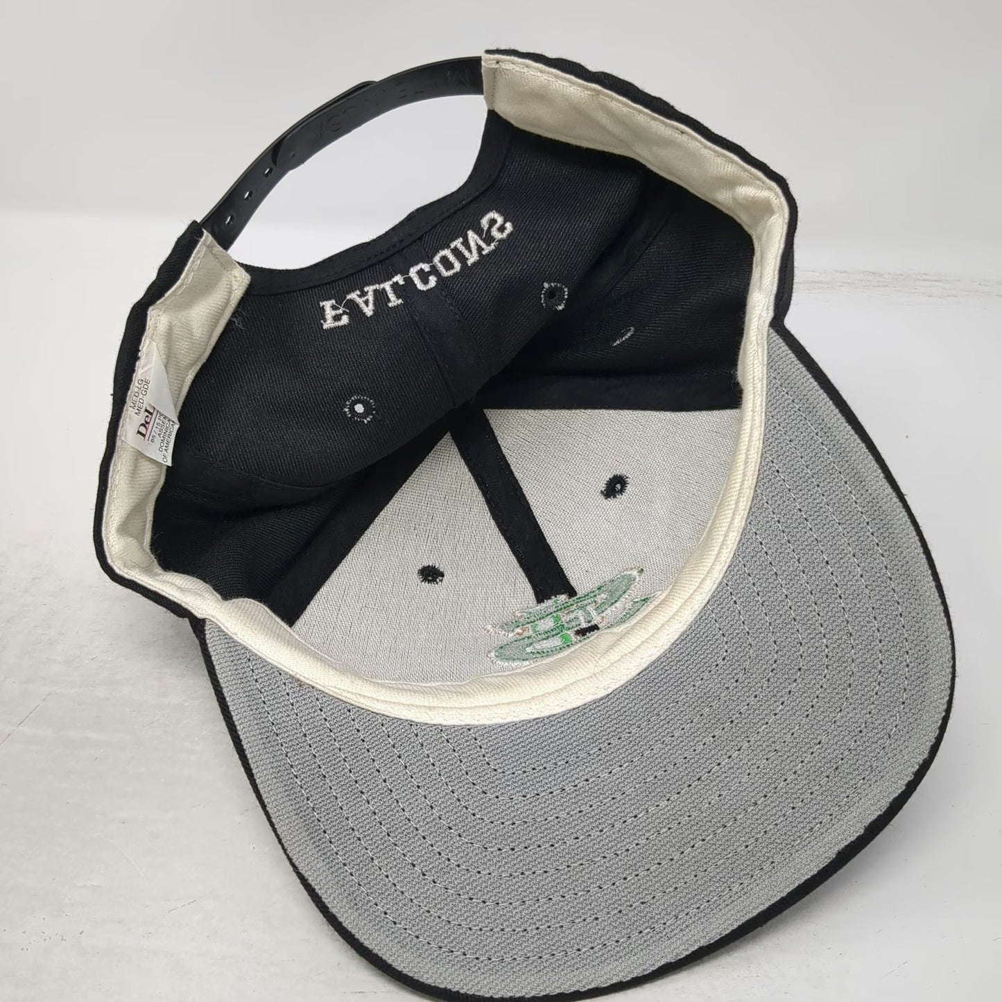 DeLong Snapback Hat Black Green White Size L SJ Falcons Logo Poly Wool Blend
